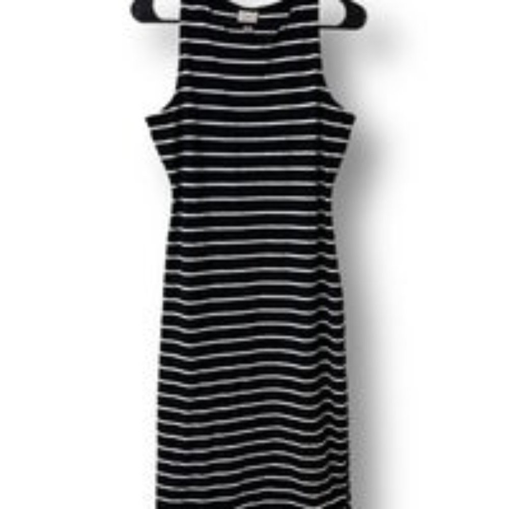 Women's A New Day White & Black Dress Sleeveless Striped Cotton Spandex Size M